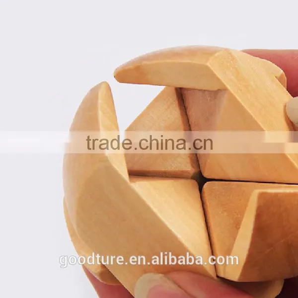 2015 Hot Sale Wooden IQ Intelligent PuzzleKongming Lock Brain Teaser 3D Football photo-2