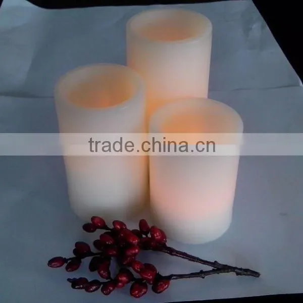 Home Interior Decorative Flat Top White Pillar Set Electric Realistic Flicker Wax Candle With Timer photo-2