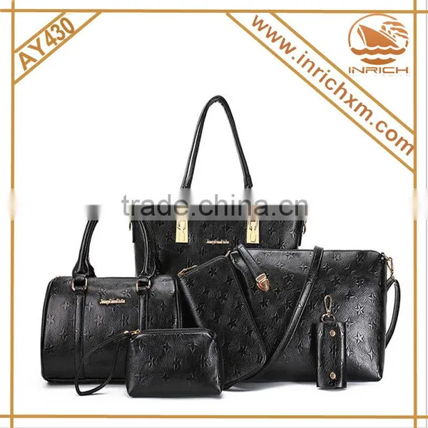 Famous Brands Ladies Handbags 2016 Elegant Female 6 in 1set Women's PU Leather photo-3
