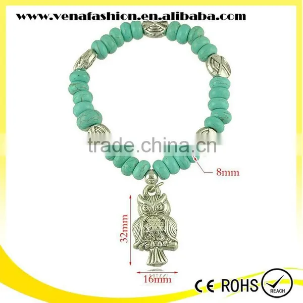 Owl Model Tibetan Silver Turquoise Bracelet, Antique Silver Bracelet photo-6