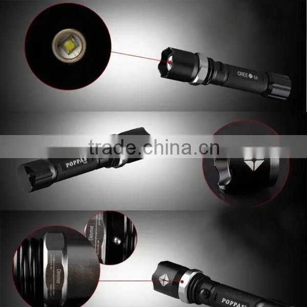 Promotion POPPAS T809 3W XPE Zoomable Bright Rechargeable Aluminium 18650 Battery Led Waterproof Led Flashlight photo-3