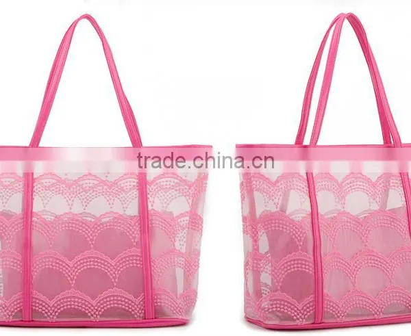 PVC Beach Lash Package Tote Shoulder Bag With Interior Pocket photo-4