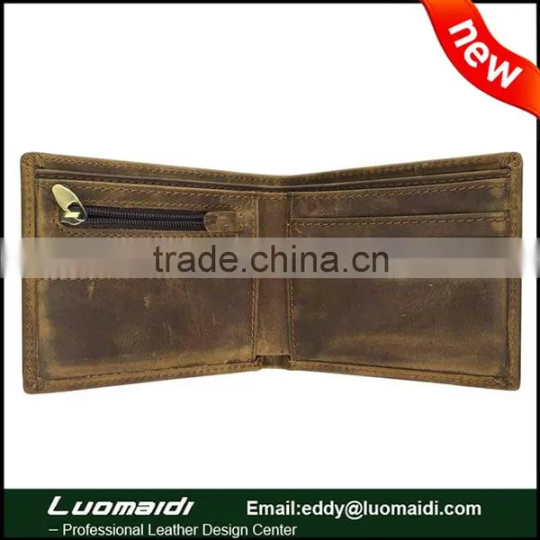 High Quality Men's Genuine Leather Multi-function Zipper Wallet ID or Bank Card Case Purse