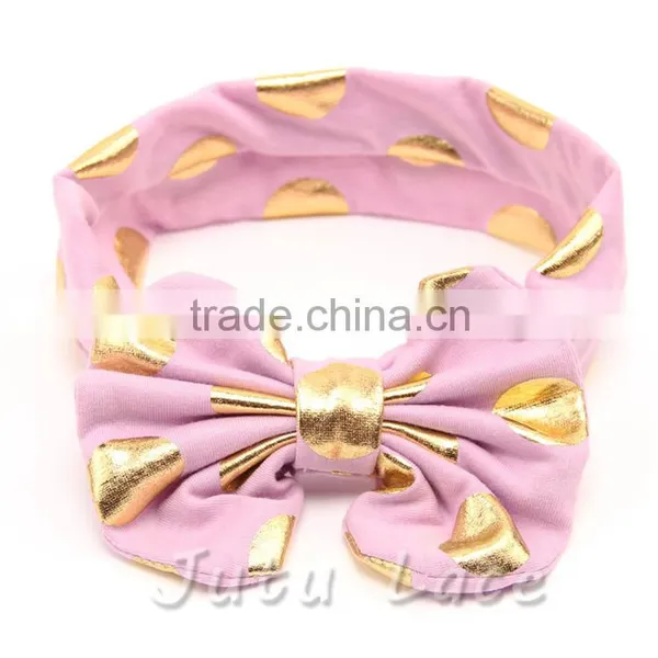 New Wide Fabric Elastic Headband Flashing-polka Dot Hair Bow Headwrap-flashing Bow Headbands photo-3