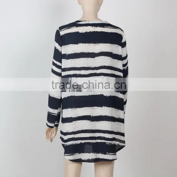 Woman Casual Dress Shirt Dress Chiffon Fabric Black and White Woman Clothing Guangzhou photo-3