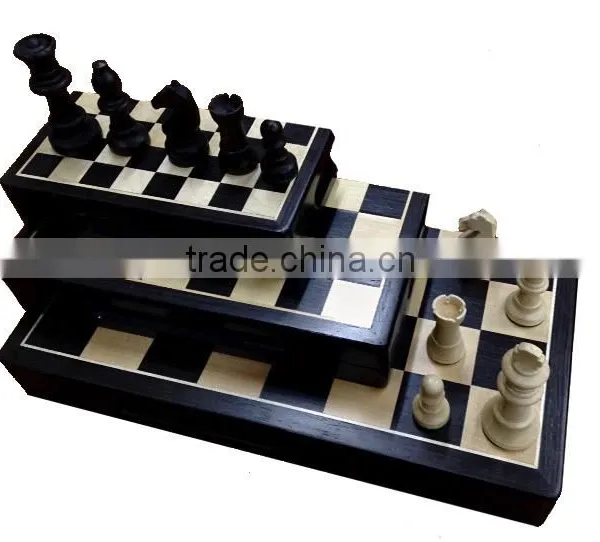 QUALITY Folding INLAID WOOD Chess Set photo-4
