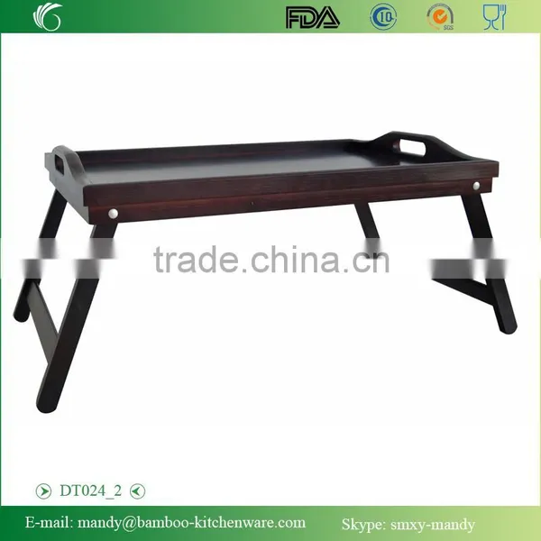 Lacquered Black Bamboo Bed Tray , Breakfast Desk With Foldable Legs photo-3