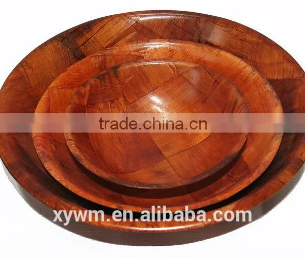 Bamboo Wooven Set of 3 Round Salad Dinner Bowls photo-5