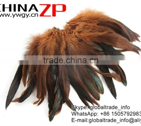 Gold Supplier CHINAZP Bulk Sale Top Quality Colored Brown Chicken Half Bronze Rooster Schlappen Feathers photo-3