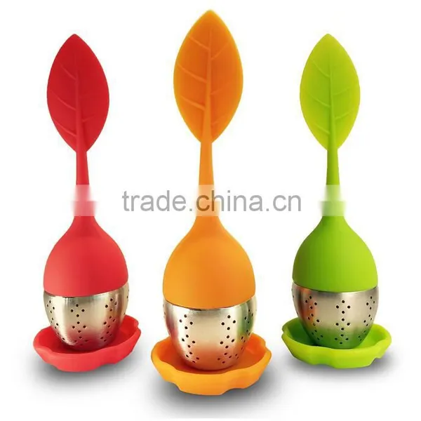 BPA Silicone And Stainless Steel Tea Infuser Leaf Strainer Silicone Leaf photo-2