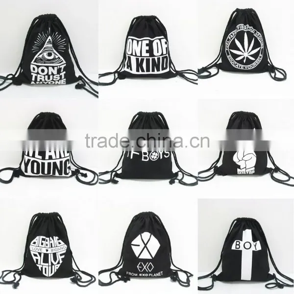 Logo Printingable Wholesale Canvas Fabric Drawstring Tote Cinch Sack Promotional Backpack Bag photo-3