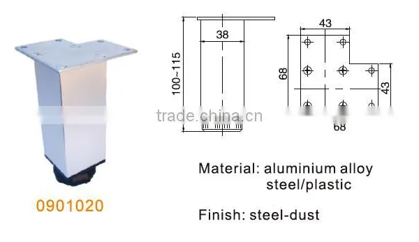 Silver Furniture Hardware Aluminum Alloy Cabinet Leg for Furniture photo-2