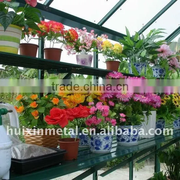 Low Cost Galvanized Steel Frame 4mm Tempered Glass Greenhouse HX98 Series photo-3