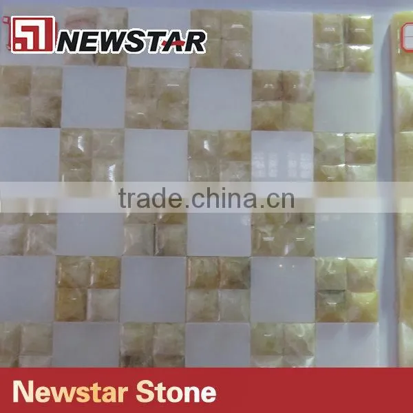 Newstar Yellow Onyx Marble Basketweave Tile Good Price Mosaic photo-5