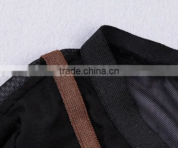 2015 High Quality Round Neck Long Sleeve Knee Length Celebrated Dress With Mesh photo-3