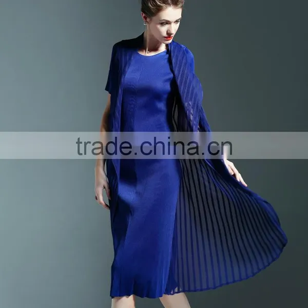 Wholesale England Style Chiffon Spliced Wrinkled Midi Dress for Lady photo-3