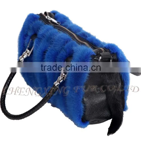CX-H-57B New Fashion Women Hand Bags Printed Mink Fur Satchel photo-3