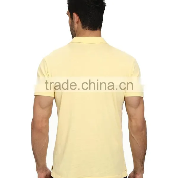 Bulk Sale Paperweight Yellow Golf Polo Shirt Collar Design 100% Cotton Model Golf Polo Shirts for Men photo-3