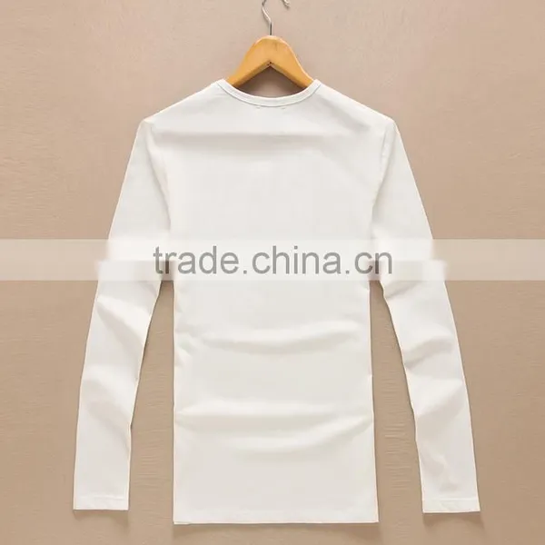 Pure White Simple Ladies 100% Cotton Long Sleeve T-shirt photo-2