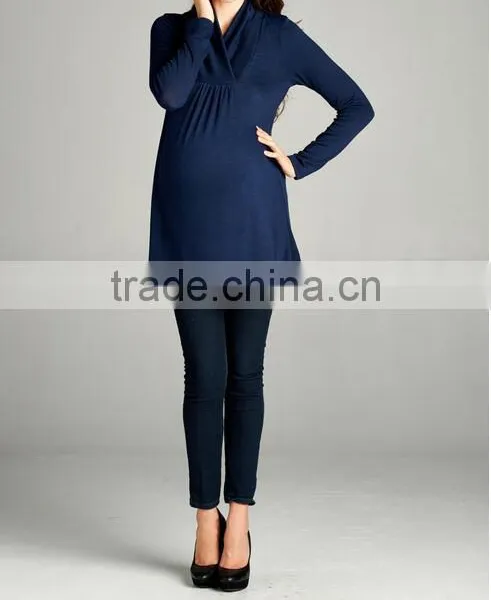 China Wholesale Maternity Clothes Tunic Long Sleeve Woman Maternity Tops photo-2