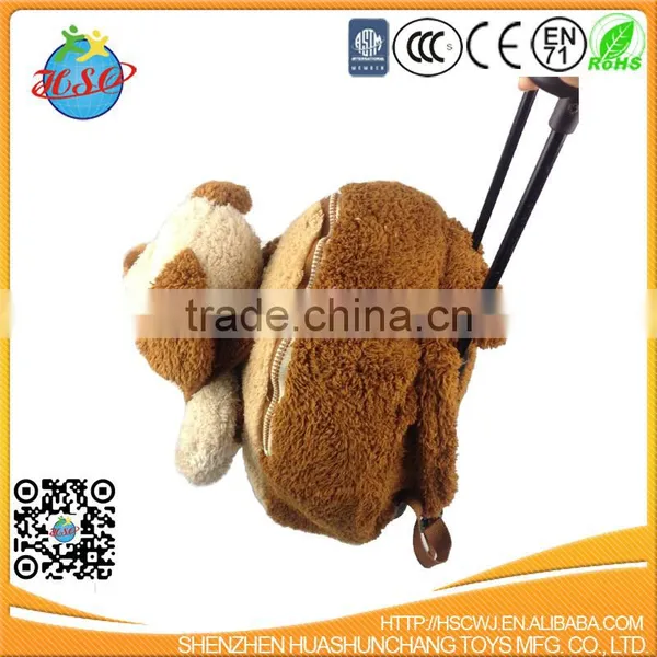 Soft Brown Dog Animal Trolley Bag Furry Plush Rolling Luggage Case for Children photo-4