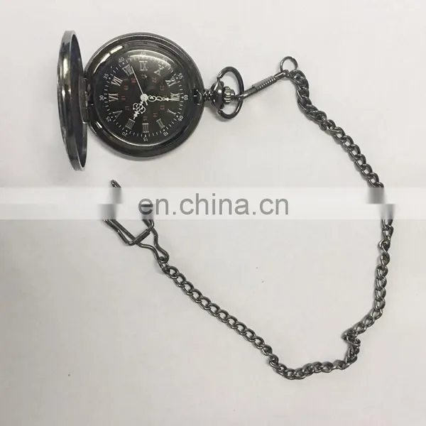 Wholesale Retro Men Antique Silver Brass Gun Metal Pocket Watch photo-4