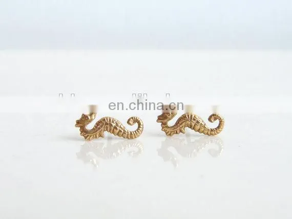 Teeny Tiny Seahorse Stud Earrings Nautical Jewelry Bridesmaid Gift Simple Modern Jewelry photo-2