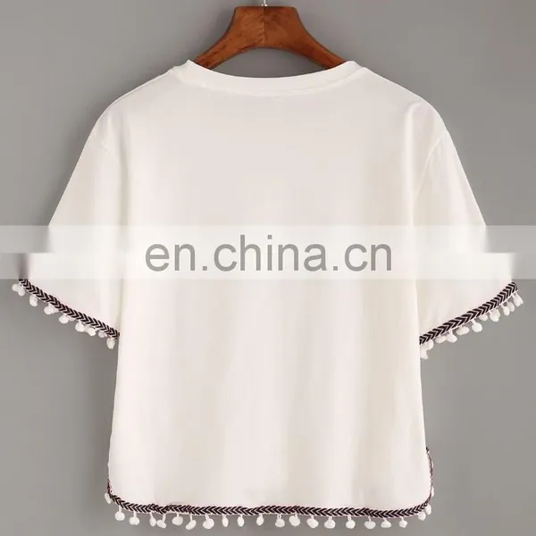 Lastest Clothing Short Sleeve O-neck Crop Top for Women CK013 photo-3