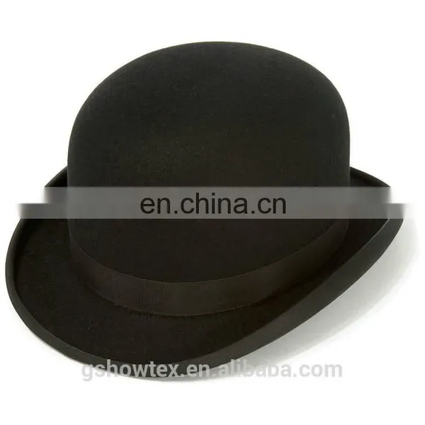 New Arrival Fashion Black Wool Felt Bowler Hat With Lining