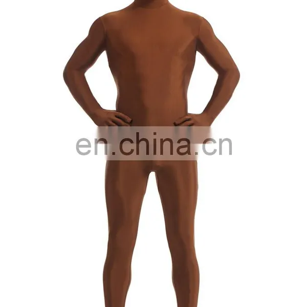 New Unisex Adult Coffee Second Skin Morph Suits Hood Full Body Zentai Costume photo-4