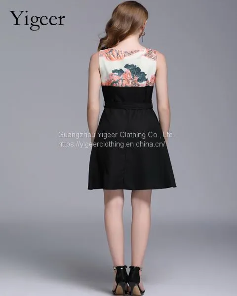 Black Sleeveless Midi Dress With Waist Band photo-3