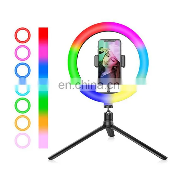 Dimmable LED Portable Changing RGB Photograph Make up Selfie Ring Fill Light With Tripod Stand Aro de Luz de photo-2