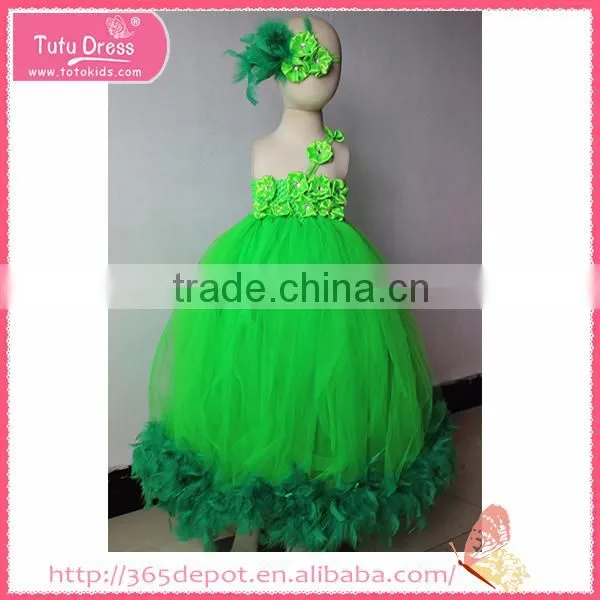 Sleeveless Ostrich Feather Sequin Evening Dress Girl Christmas Dress photo-4