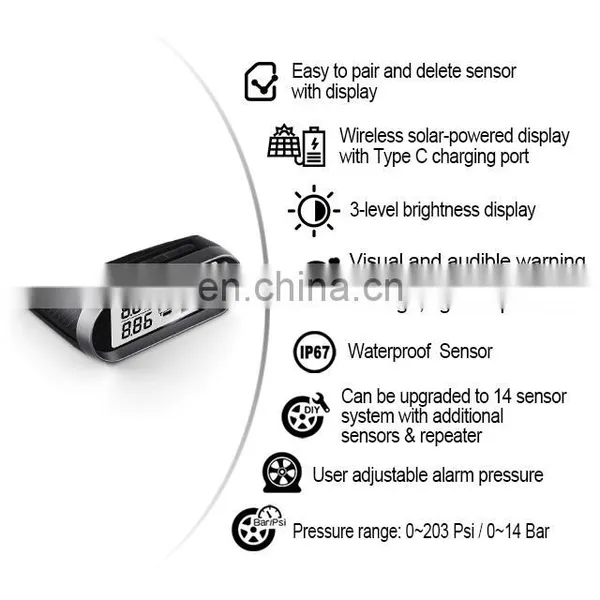 Manufacturer Solar Truck Tyre Pressure Monitoring TPMS With 6 Tyre photo-2
