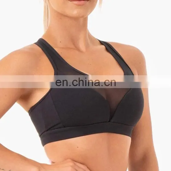 Custom Wholesale Womens Sexy Mesh Gym Wear Sports Yoga Bra Ladies Gym Yoga Clothing Workout Training Crop Top Bra photo-3