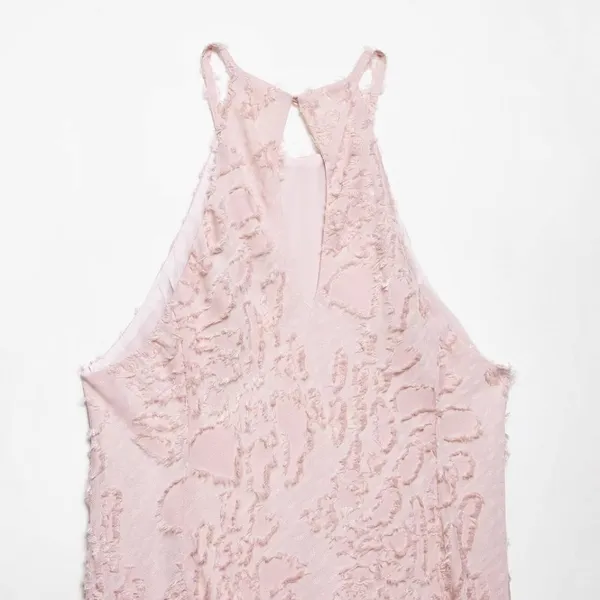 2025 Summer New Women's Fashion European and American Style Simple Texture Hanging Neck Collar Dress photo-5