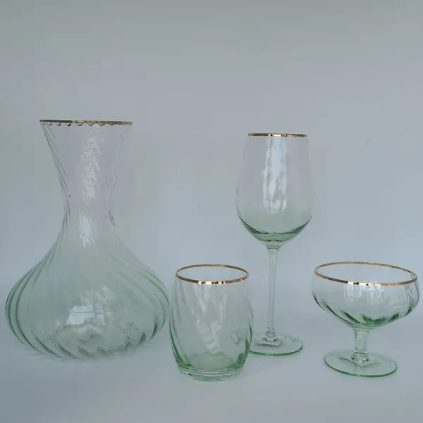 Gold Rim Glassware with Sprayed Color