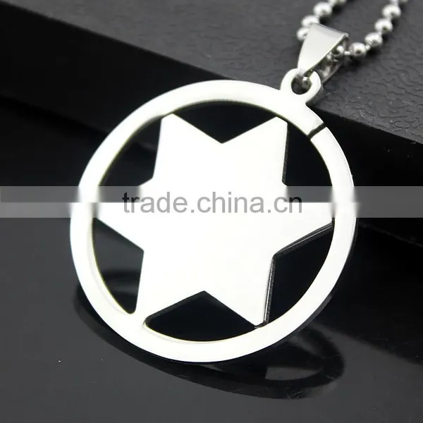 Hexagram Pendant Round Stainless Steel Polishing Process Six-pointed Star Necklace photo-4