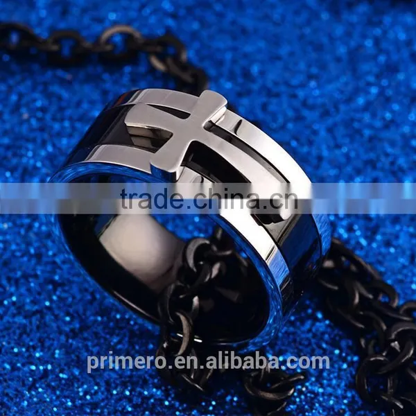 New Black Color Detachable Cross Titanium Stainless Steel Male Ring For Men Fine Jewelry photo-2