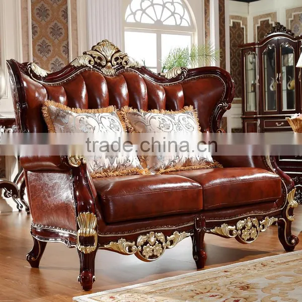 Premium Quality Brown Traditional European Wooden Sofa Set Designs photo-6