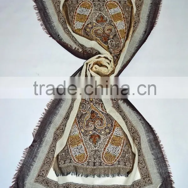 Embellished Boiled Wool Shawl