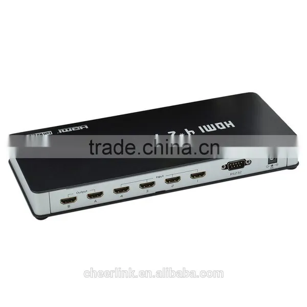 HDMI Matrix 4-In 2-Out Full HD 1080P HDMI V1.3 w/ IR Remote Control - Black photo-3