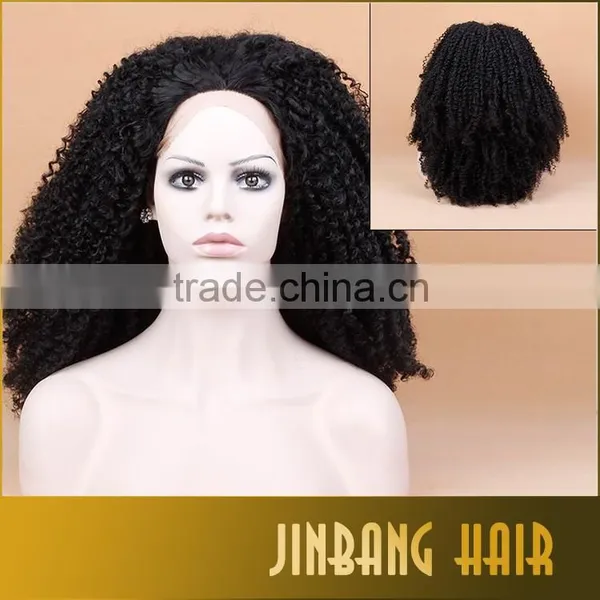 New Premium Fashion Ombre Black Loose Kinky Curly Synthetic Lace Front Wig Glueless Short Heat Resistant Hair Women Wigs photo-6
