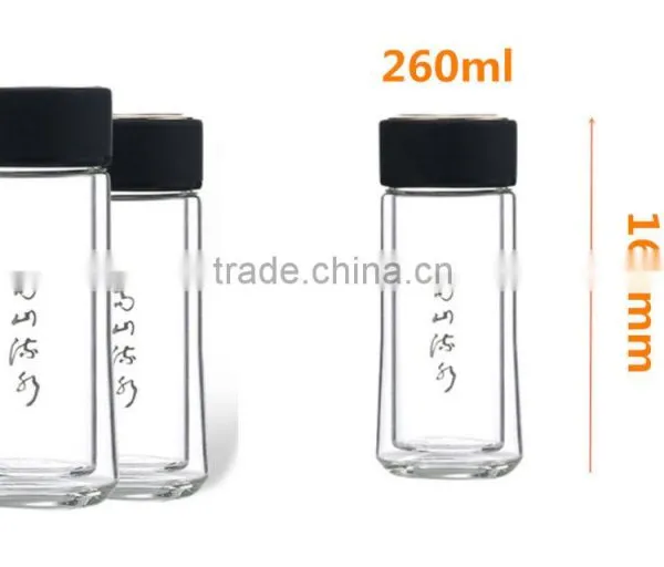 9oz Double Wall Glass Water Bottle Glass Bottle Water Private Label High Quality Glass Water Bottle photo-4