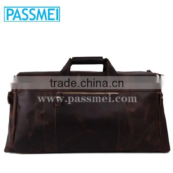 Men's Vintage Genuine Leather Travel Bag in Dark Brown photo-2