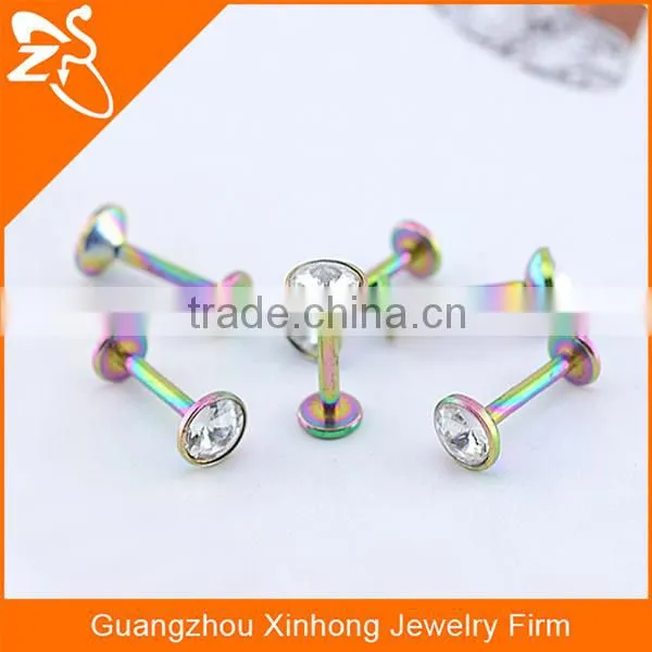 Rainbow Anodized Plated Crystal Lip Piercing Jewelry photo-3