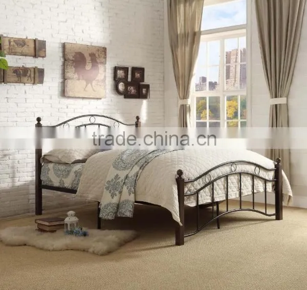 Antique Metal Platform Bed Queen Full Black and Brown photo-5