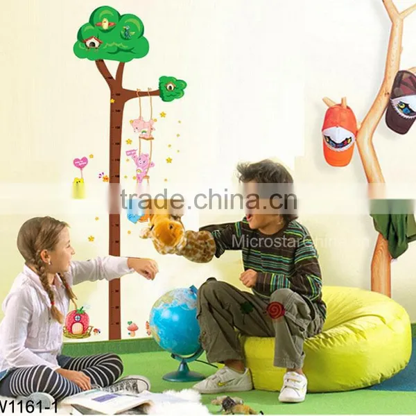 Bird Tree House, Cute Cartoon Kids Height Measuring Wall Stickers Boy Girl Growth Chart