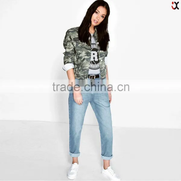 Light Blue Washing Rolled-up Style Casual Jeans for Women (JXA021)