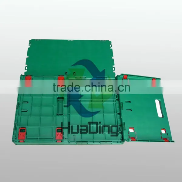 Plastic Nestable and Stackable Turnover Box and Storage Crate With Foldable Lid photo-3